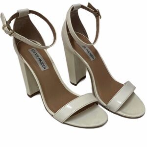 Steve Madden  Carrson Women's Ivory Block Heel Ankle Strap Sandals Sz 7M